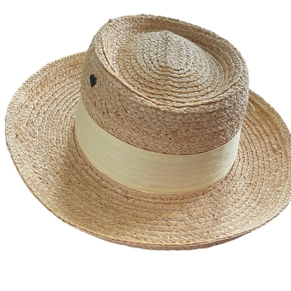 KATE LORD Raffia Gambler Hat with Bow Golf Resort Vacation Beach - Picture 3 of 7